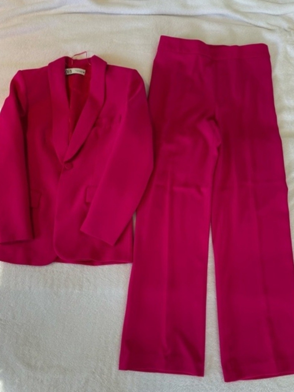 Zara Fuchsia Tailored Blazer with Wide-Leg Pants